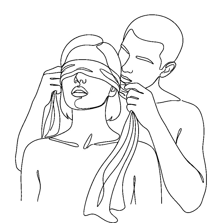 Line drawing for Blindfold her and watch what happens
