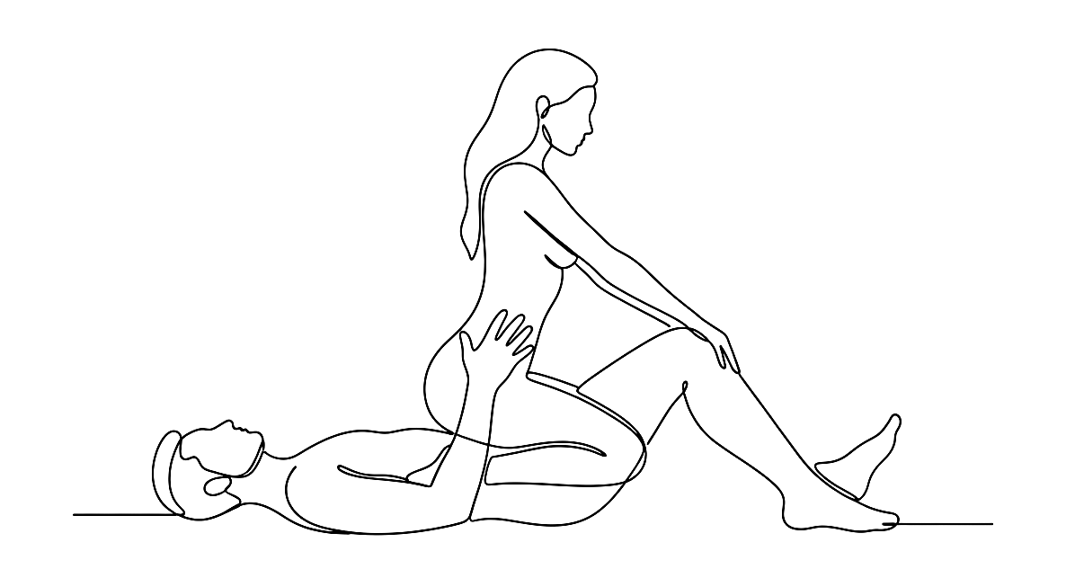 Line drawing for Reverse Cowgirl and the View He Loves